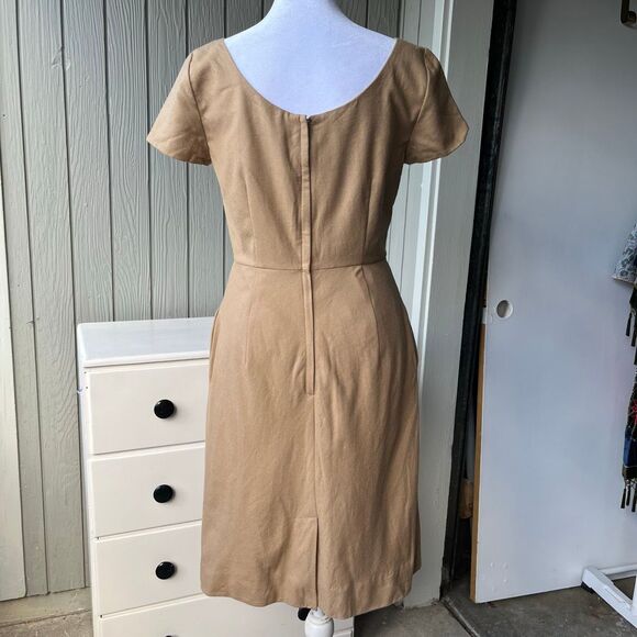 VTG J.Crew Wool Camel Dress SZ 4 90s Minimalist Neutral Capsule Classic - Picture 4 of 7